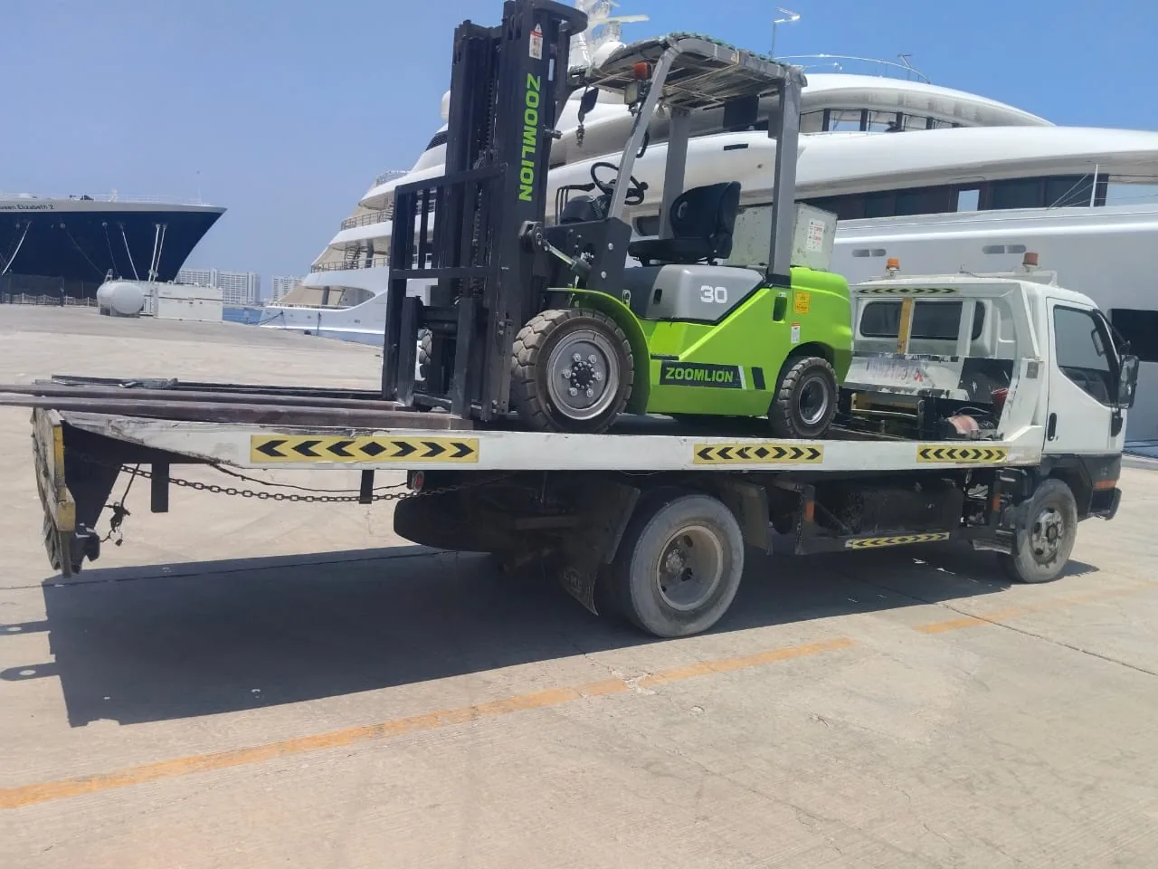 Zoomlion forklift on transport truck